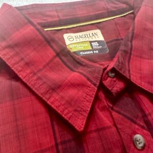 Magellan Outdoors Red Plaid Shirt 2XL Classic Fit Long Sleeve Button Up